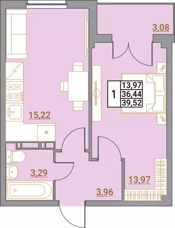 1-к кв. Волгоградская область, Волгоград Удмуртская ул., 75 (39.52 м) - Фото 1