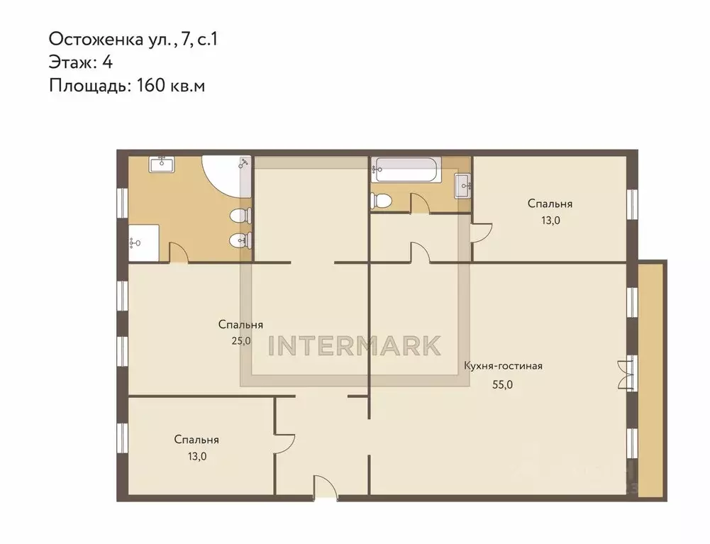 4-к кв. Москва ул. Остоженка, 7С1 (160.0 м) - Фото 2
