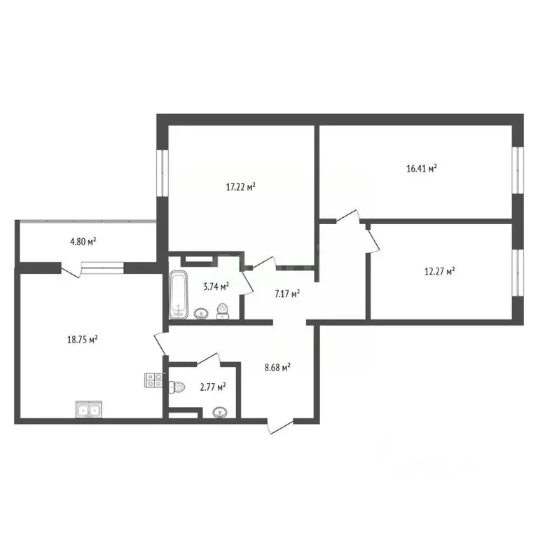 3-к кв. Тюменская область, Тюмень ул. Алматинская, 5 (87.01 м) - Фото 2