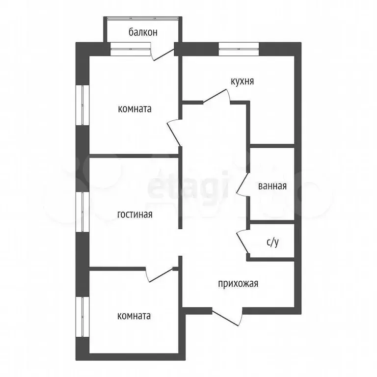 3-к. квартира, 68,5 м, 4/4 эт. - Фото 0
