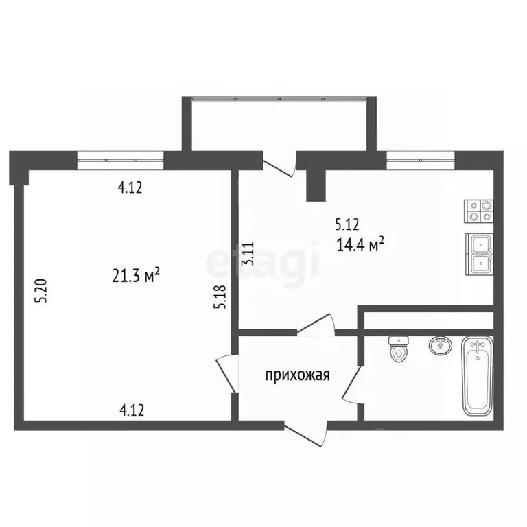 1-к кв. Белгородская область, Белгород ул. Толстого, 55 (45.7 м) - Фото 2