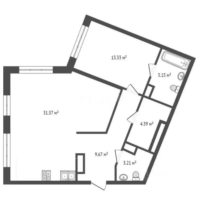 1-к кв. Тюменская область, Тюмень ул. Первооткрывателей, 6 (67.1 м) - Фото 2