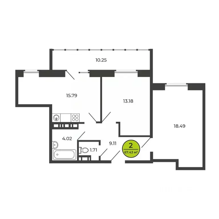 2-к кв. Брянская область, Брянский район, Свенское с/пос, пос. Свень ... - Фото 1