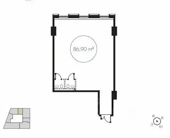 Офис в Москва ул. Обручева, Вл23 (87 м) - Фото 1