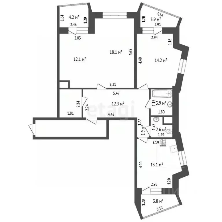 3-к кв. Московская область, Одинцово ул. Триумфальная, 1 (82.3 м) - Фото 2