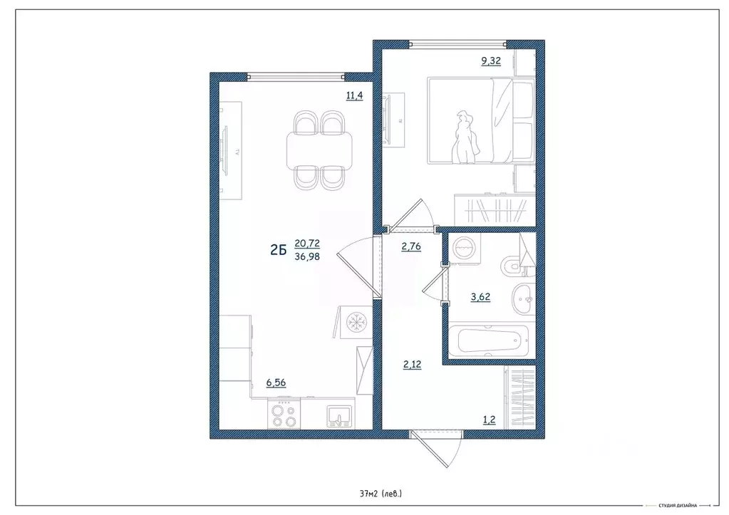 2-к кв. Тверская область, Тверь ул. Левитана, 93А (37.0 м) - Фото 2