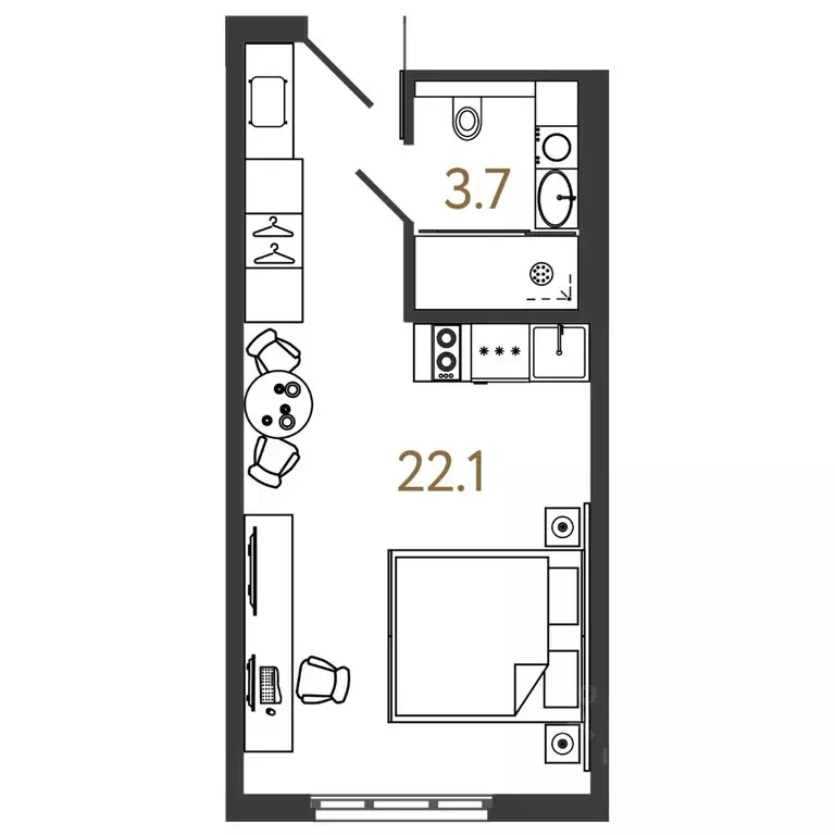 Студия Санкт-Петербург Ташкентская ул., 6к2 (25.8 м) - Фото 0