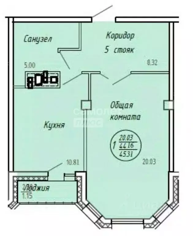 1-к кв. Хабаровский край, Хабаровск ул. Салтыкова-Щедрина, 1/1 (45.3 ... - Фото 1