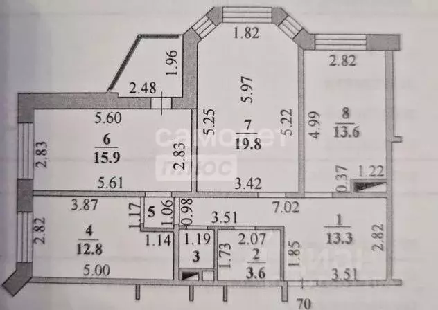 3-к кв. Липецкая область, Липецк ул. Валентина Скороходова, 25 (83.0 ... - Фото 2