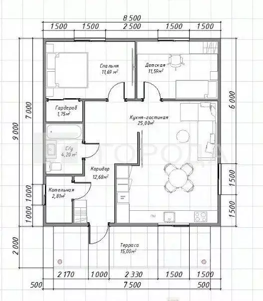 Дом в Алтайский край, Первомайский район, с. Зудилово ул. Кирова (85 ... - Фото 1