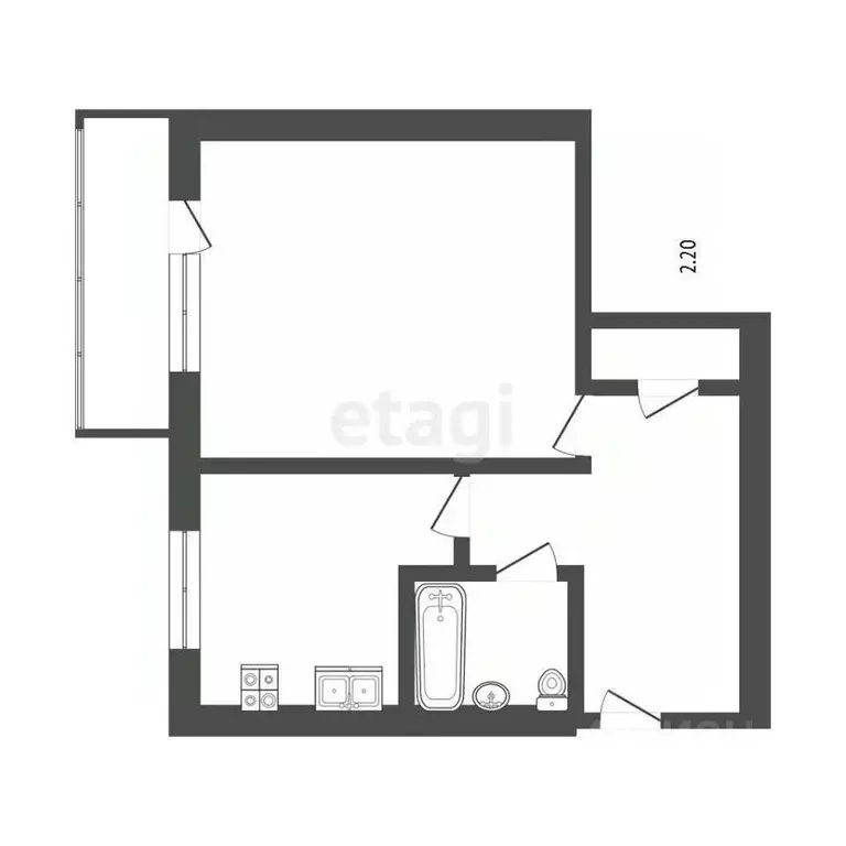 1-к кв. Крым, Симферополь ул. 1-й Конной армии (34.1 м) - Фото 2