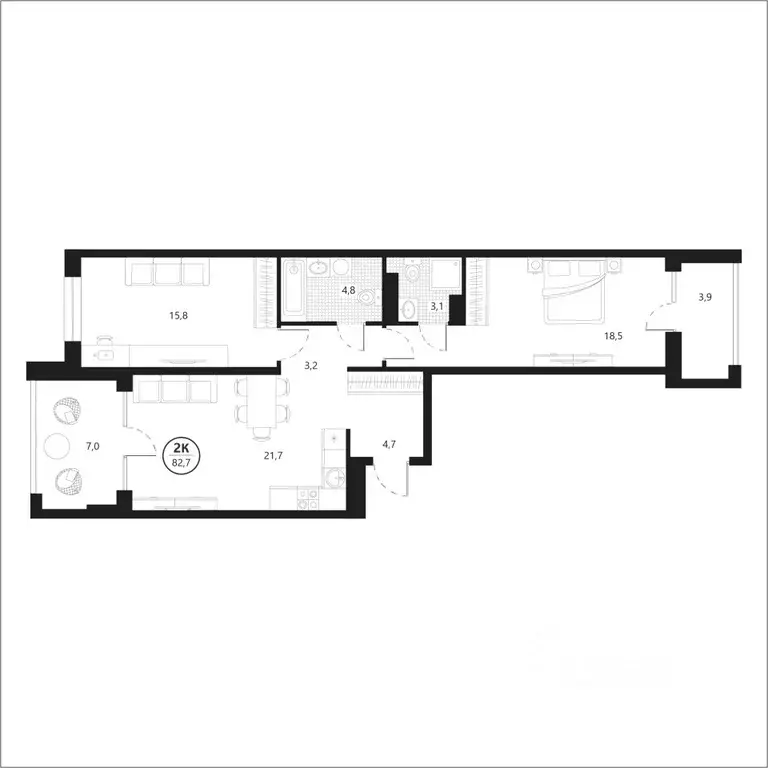 2-к кв. Тюменская область, Тюмень ул. Разведчика Кузнецова, 16 (82.7 ... - Фото 0