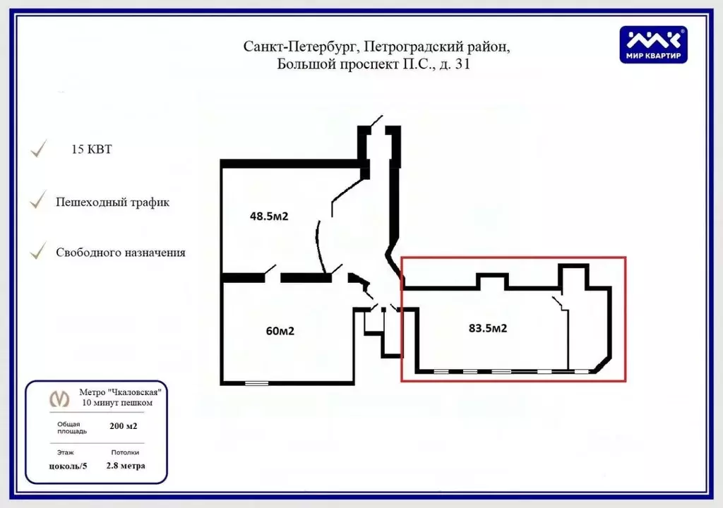 Помещение свободного назначения в Санкт-Петербург просп. Большой ... - Фото 2