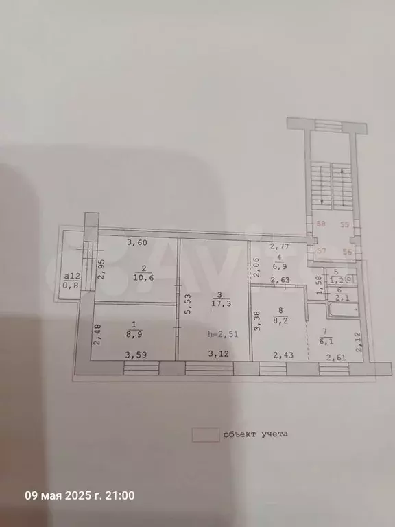 4-к. квартира, 61,3 м, 2/5 эт. - Фото 0