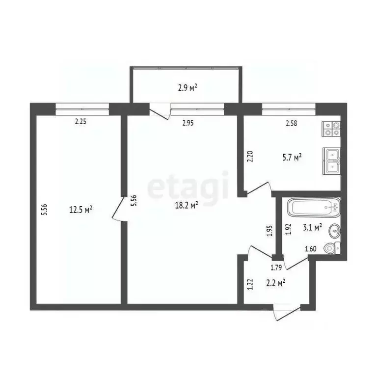 2-к кв. Самарская область, Самара Вольская ул., 52 (41.7 м) - Фото 2