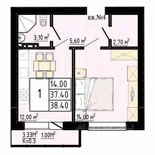 1-к кв. Ленинградская область, Коммунар г. Гатчинский муниципальный ... - Фото 1