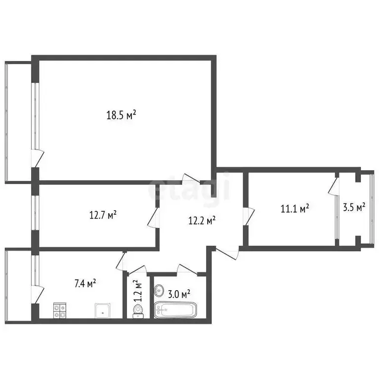 3-комнатная квартира: Севастополь, улица Адмирала Фадеева, 29В (70.8 ... - Фото 0