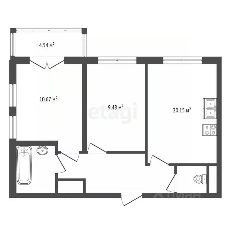 2-к кв. Санкт-Петербург просп. Крузенштерна, 4с1 (48.0 м) - Фото 2