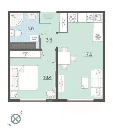 1-к кв. Свердловская область, Екатеринбург Широкая Речка мкр, Меридиан ... - Фото 1