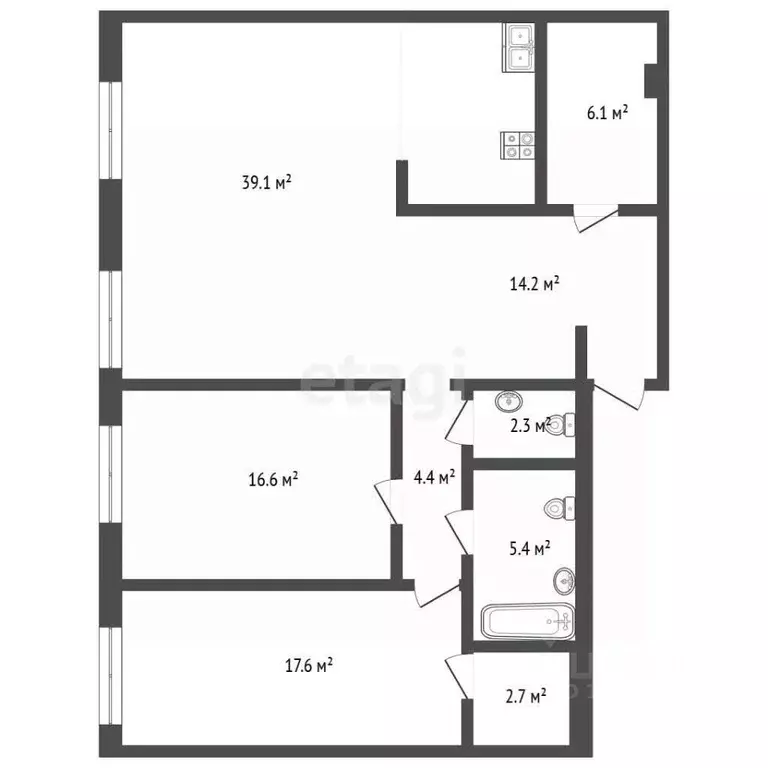 2-к кв. Тюменская область, Тюмень ул. Республики, 204к3 (107.1 м) - Фото 2