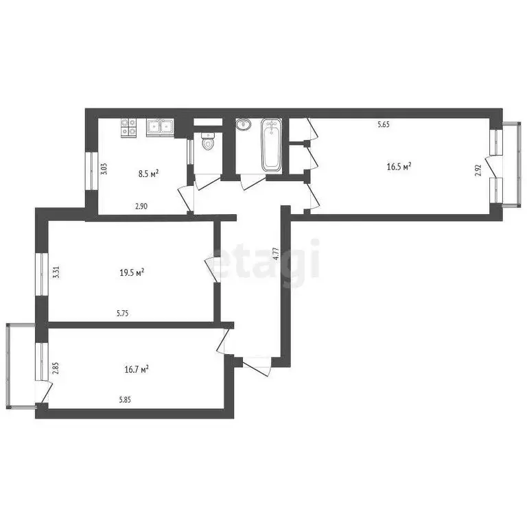3-комнатная квартира: Москва, проспект Мира, 112 (78 м) - Фото 0