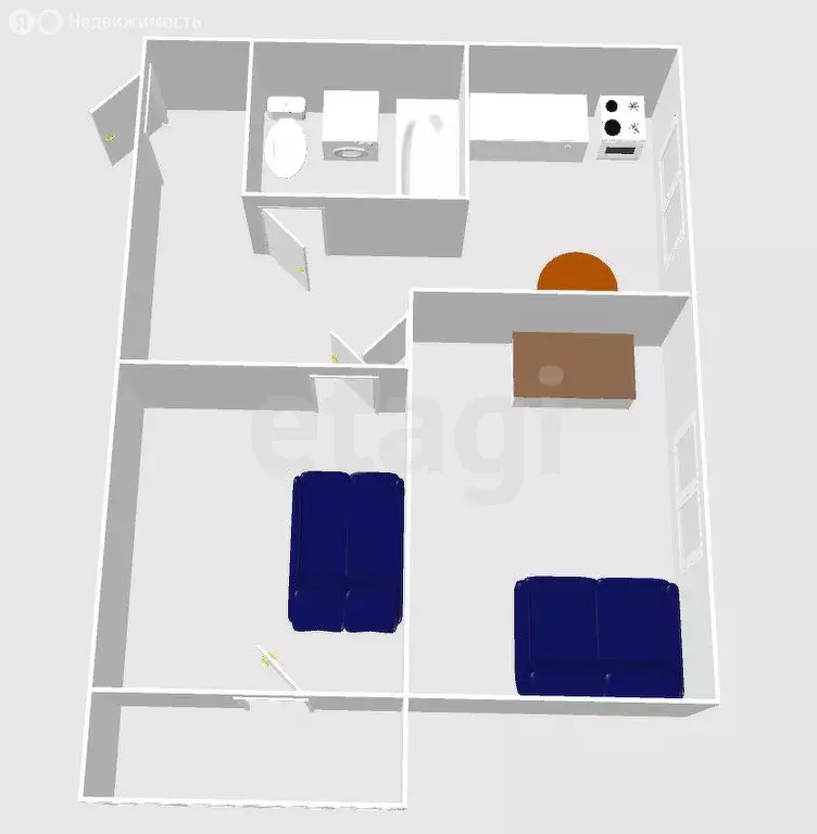 2-комнатная квартира: Томари, улица Ломоносова, 6 (42 м) - Фото 1