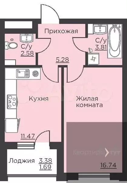1-к. квартира, 41,6 м, 2/18 эт. - Фото 0