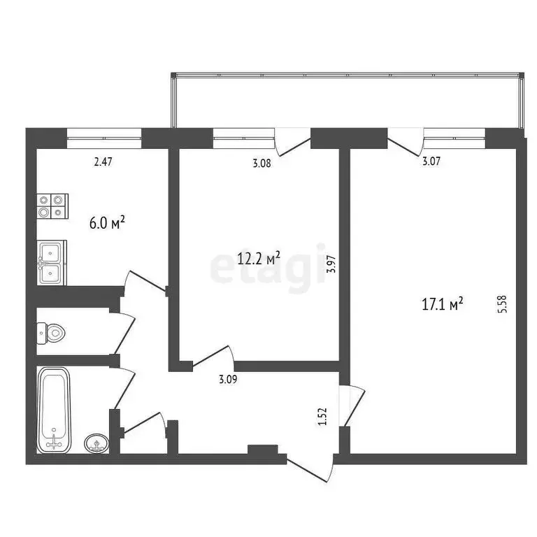 2-комнатная квартира: посёлок городского типа Хорлово, улица Победы, 1 ... - Фото 1