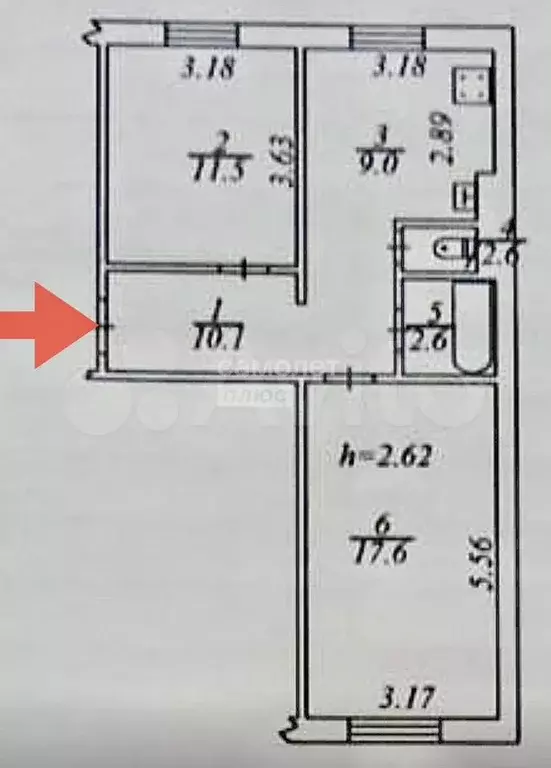 2-к. квартира, 51,8 м, 1/5 эт. - Фото 0