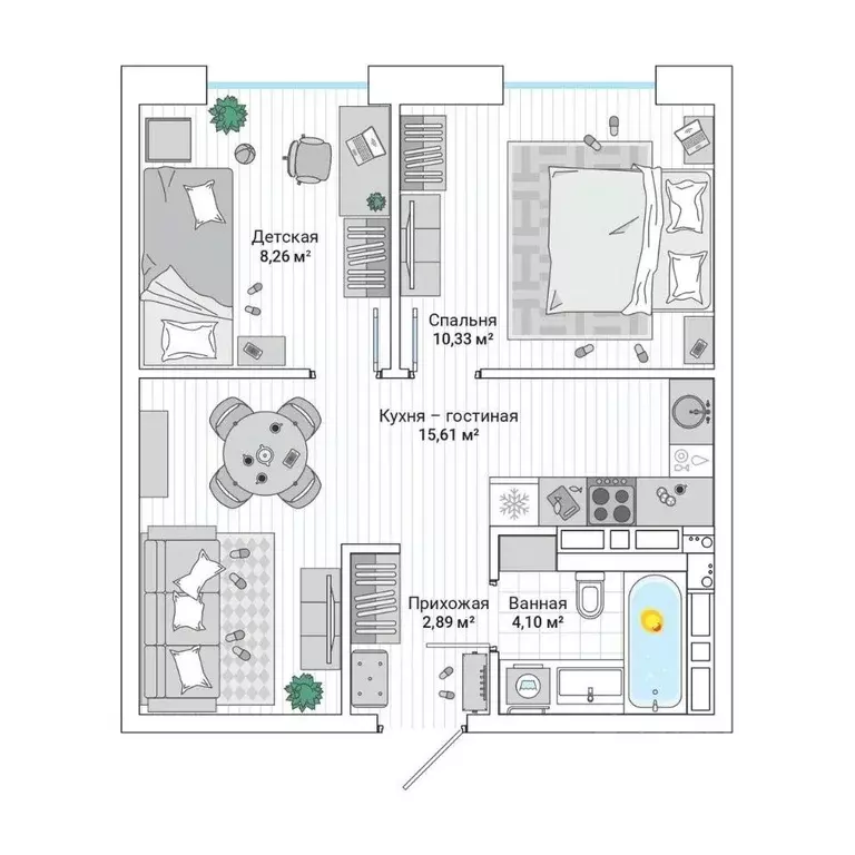 2-к кв. Приморский край, Владивосток ул. Нейбута (42.2 м) - Фото 1