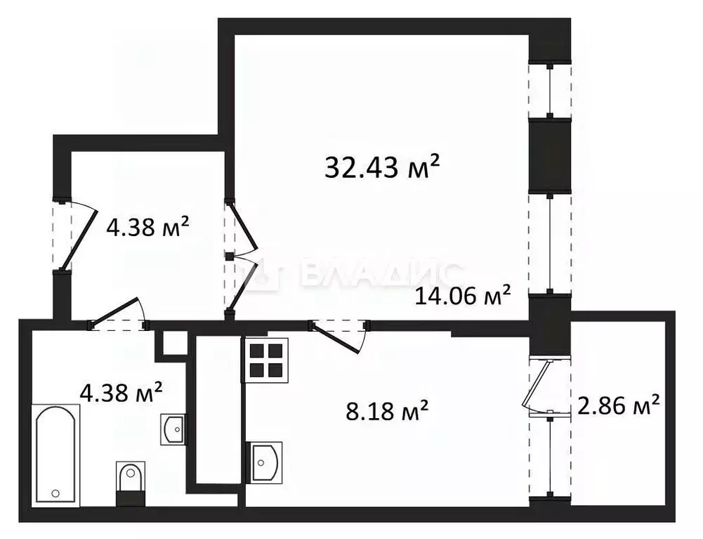 1-к кв. Калужская область, Калуга Азаровская ул., 40к4 (32.43 м) - Фото 2