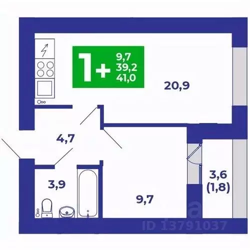 1-к кв. Башкортостан, Стерлитамакский район, Отрадовский сельсовет, с. ... - Фото 1