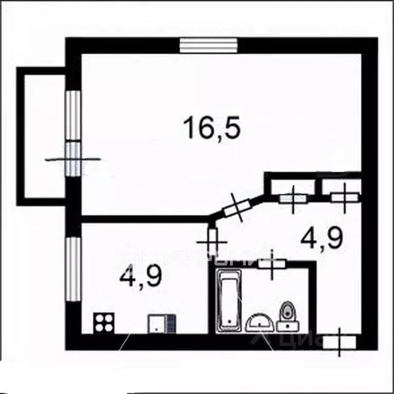 1-к кв. Санкт-Петербург, Санкт-Петербург, Павловск Лебединая ул., 14/3 ... - Фото 2