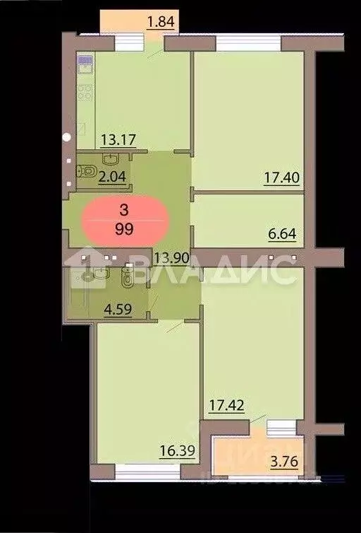 3-к кв. Калининградская область, Калининград Осенняя ул., 6А (99.0 м) - Фото 1