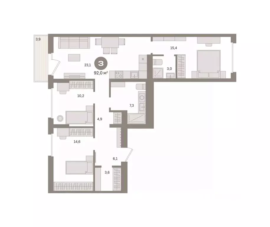 3-к кв. Омская область, Омск  (92.03 м) - Фото 2