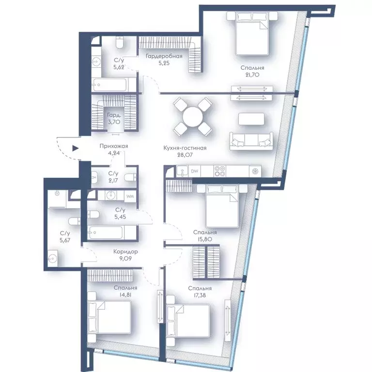 4-комнатная квартира: Москва, Краснопресненская набережная, 14с3 ... - Фото 1