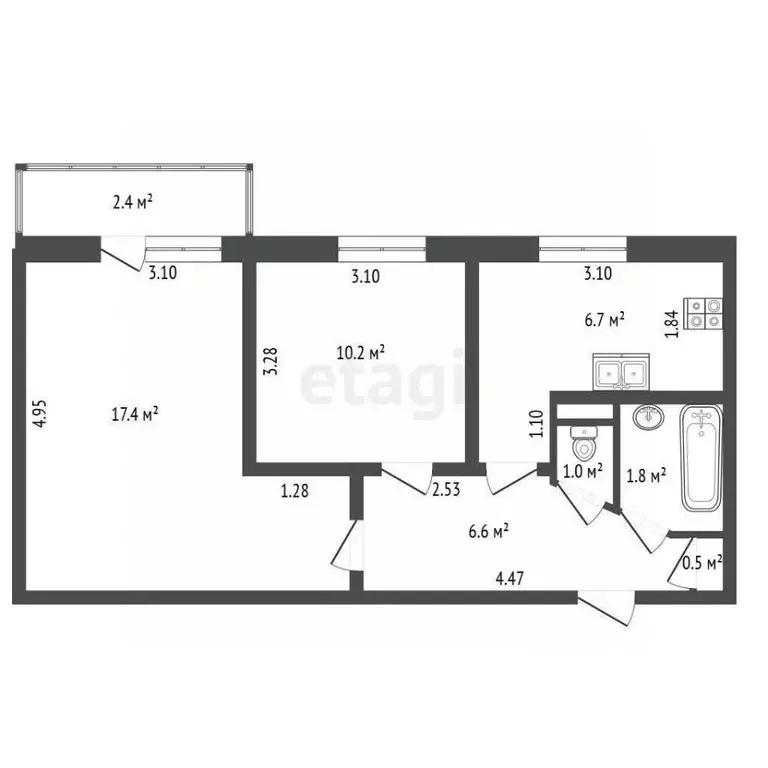 2-к кв. Санкт-Петербург ул. Дыбенко, 12К1 (44.2 м) - Фото 0