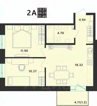 2-к кв. Псковская область, Псковский район, Завеличенская волость, д. ... - Фото 1