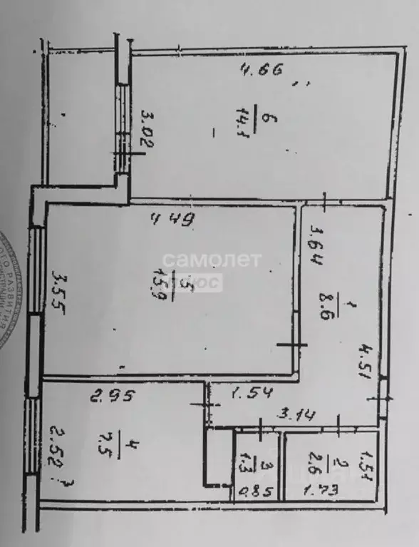 2-к кв. Башкортостан, Салават бул. Салавата Юлаева, 69 (52.7 м) - Фото 1