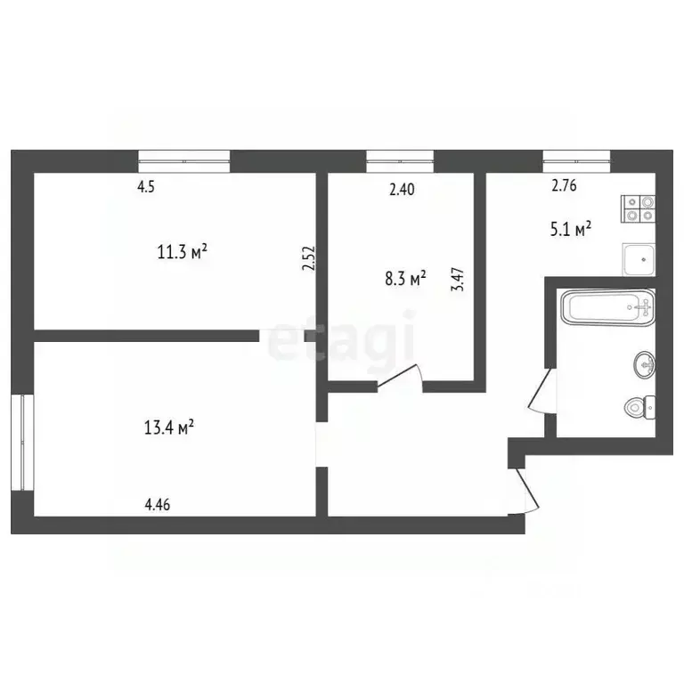 3-к кв. Владимирская область, Петушки ул. Маяковского, 2 (50.2 м) - Фото 2