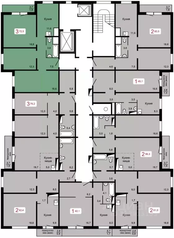 3-к кв. Красноярский край, Красноярск ул. Кутузова, 2с4 (72.5 м) - Фото 0