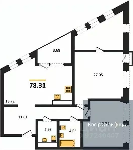 2-к кв. Воронежская область, Воронеж наб. Чуева, 7 (78.31 м) - Фото 0