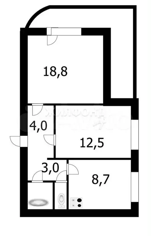 2-к. квартира, 50,6 м, 9/10 эт. - Фото 0