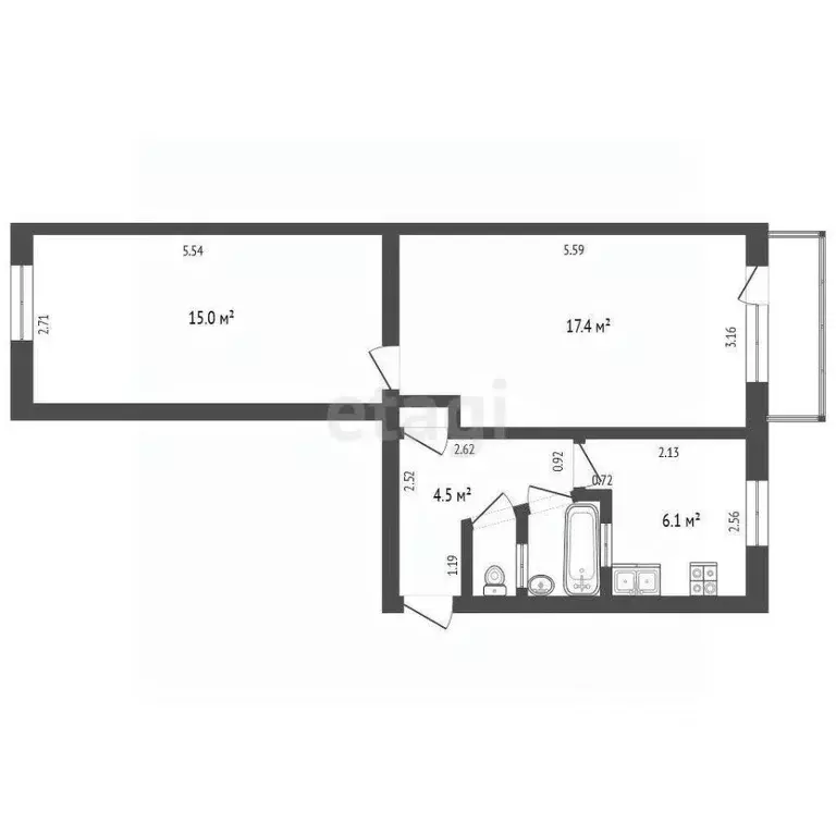 2-к кв. Крым, Евпатория ул. Некрасова, 75 (46.1 м) - Фото 2