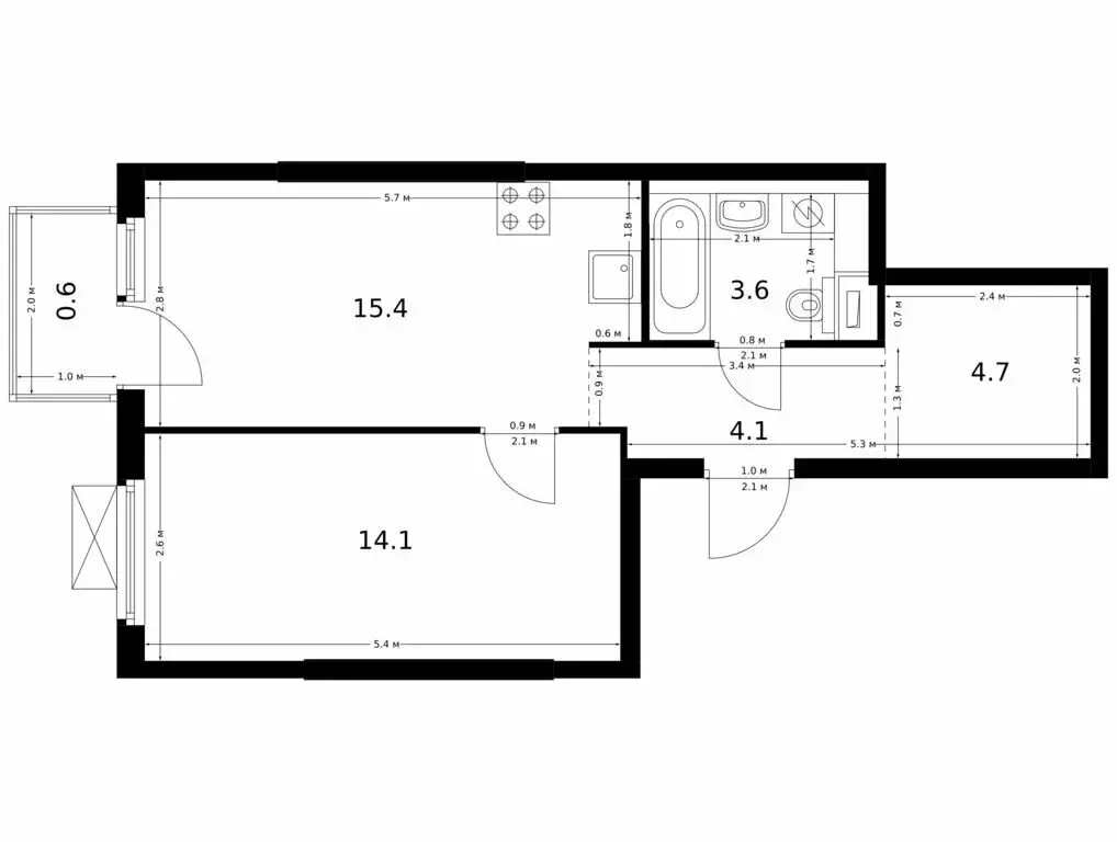 1-комнатная квартира: Казань, жилой комплекс Нокса Парк, 4 (42.5 м) - Фото 0