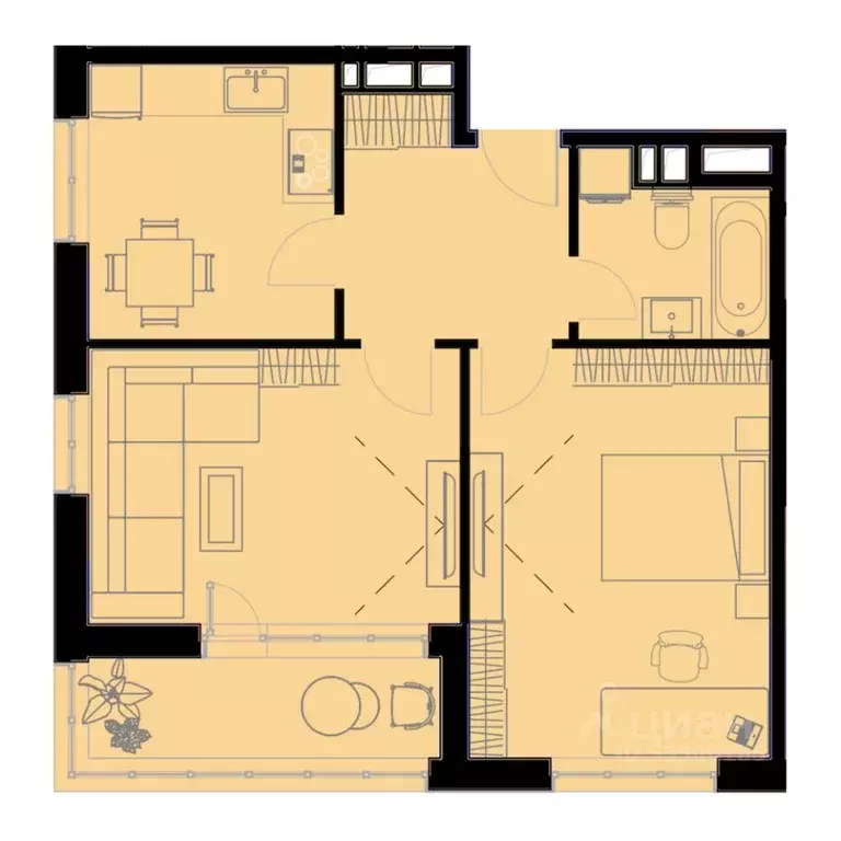 2-к кв. Приморский край, Уссурийск Комсомольская ул., 103 (55.6 м) - Фото 1
