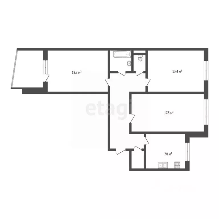 3-к кв. Тюменская область, Тюмень ул. Монтажников, 17 (50.8 м) - Фото 2