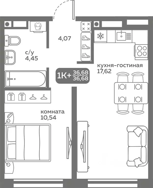 1-к кв. Тюменская область, Тюмень ул. Вадима Бованенко, 10 (36.68 м) - Фото 0