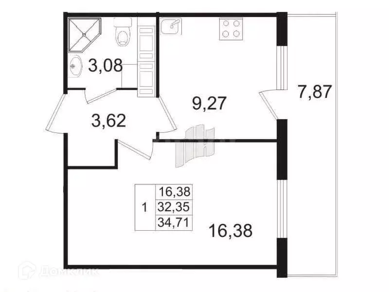 Продаётся 1-к квартира, 32.2 м - Фото 0
