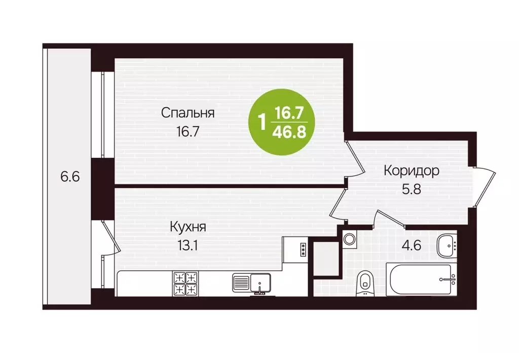 1-комнатная квартира: Новочебоксарск, улица 10-й Пятилетки, 5 (46.8 м) - Фото 1